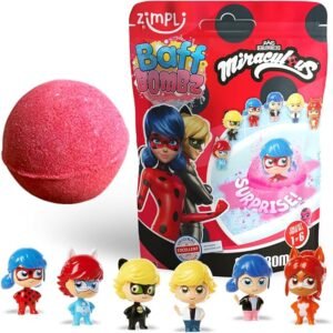 ZIMPLI - Grande Bombe de Bain Surprise Miraculous – 1 des 6 Jouets Miraculous Surprise à Collectionner, Un par Baff Bomb, Cadeaux à Collectionner pour Filles et Garçons