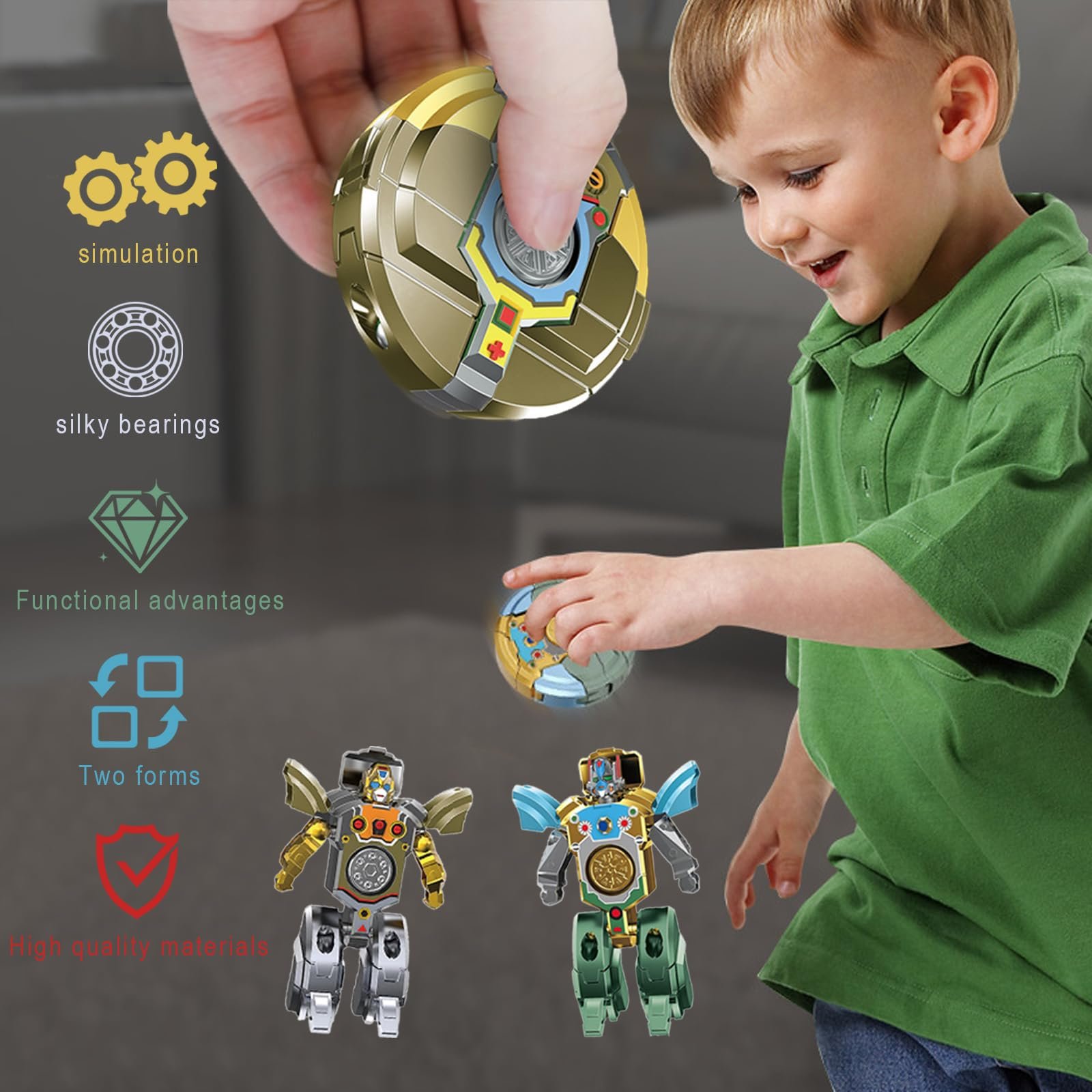 2 In 1 Transformable Roboter Fidget Spinner Spielzeug | Sensorisches Stressabbau Verformbares Mini Roboter Spielzeug Für Kinder & - Image 4