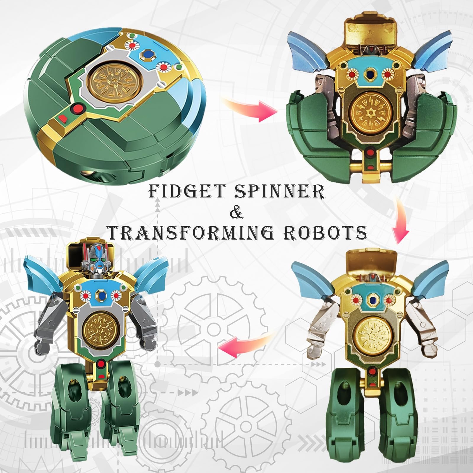 2 In 1 Transformable Roboter Fidget Spinner Spielzeug | Sensorisches Stressabbau Verformbares Mini Roboter Spielzeug Für Kinder & - Image 6